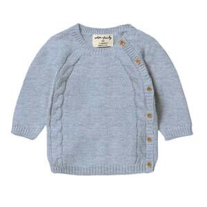 NEW WILSON + FRENCHY kid's knit kimono sweater in blue speckle
